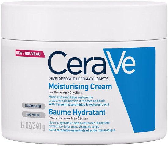 CeraVe Hydraterende Crème - voor Droge tot Zeer Droge Huid - Met Hyaluronzuur en 3 Essentiële Ceramiden - 340g