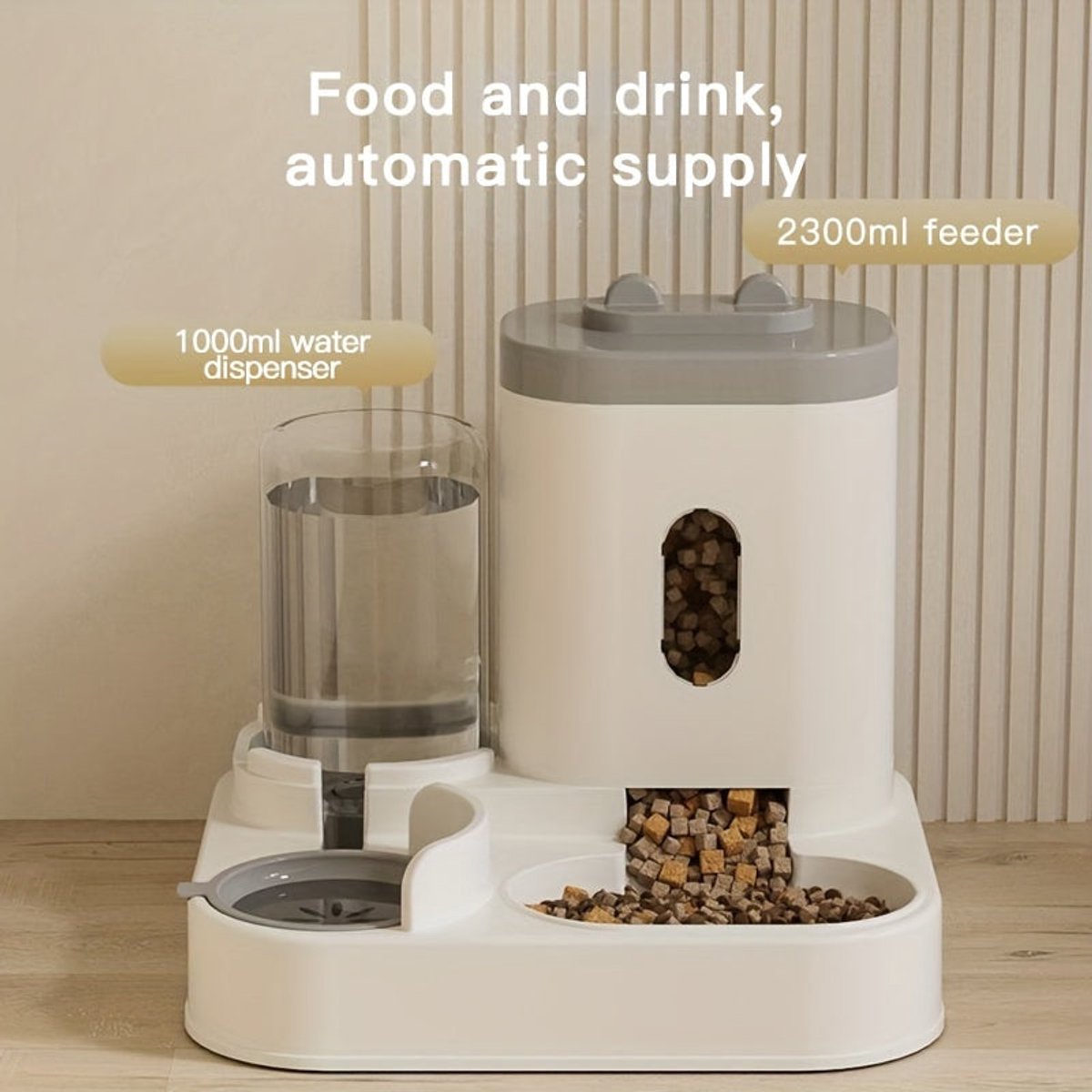 Afbeelding 2 van Huisdieren Automatische Voer en Waterbak 2 in 1 - Wit / Geel - Geschikt voor Honden en Katten - Automatische Voerbak - Automatische Waterbak - Huisdier Voerbak - Huisdier Waterbak
