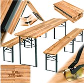 tectake® Biertafelset Ralf - Extra Lang 220 cm - Biertentset - Feesttentset - Biertafel Set van 2 Bierbanken en Tafel - Inklapbaar - Als Tuinmeubelen, Voor Balkon of op de Camping - Ruimtebesparend, Weerbestendig en Robuust