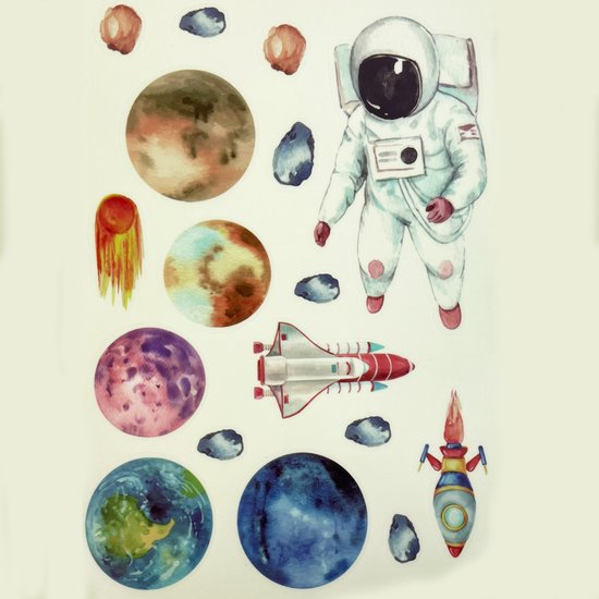 Glow phosphorescents - Étoiles lumineuses - Planètes - Astronaute - Stickers muraux - Chambre - Chambre d'enfant - Chambre de bébé