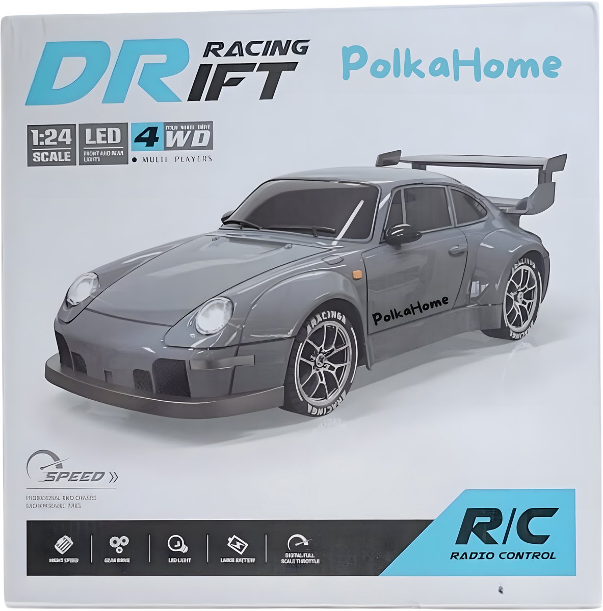 PolkaHome RC Drift Auto 1:24 – Afstandsbestuurbare RC Auto – 4WD – 2 Accu’s – 20 km/h — afbeelding 7