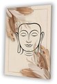 Bouddha, Dessin au trait, Visage, Beige, Marron, Crème, Noir, Blanc