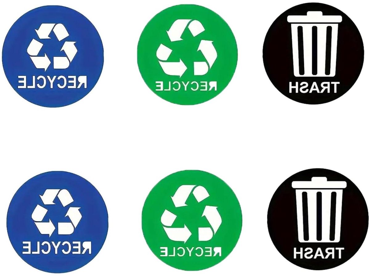 Pack of 6 Recycle Stickers for Trash Binss, Indoor/Outdoor Waste Container Stickers for Marking Waste Separation - ShopVlot