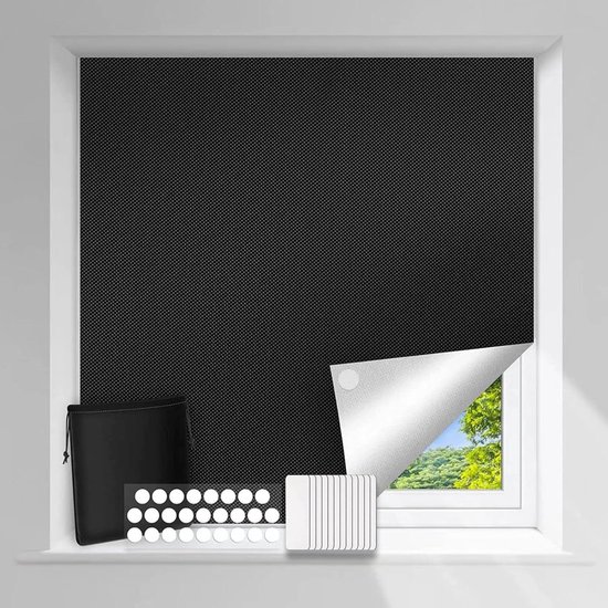 Store Occultant 100% Noir 300x150 Cm - Velcro Adhésif - Pour Chambre Et Salle Cinéma