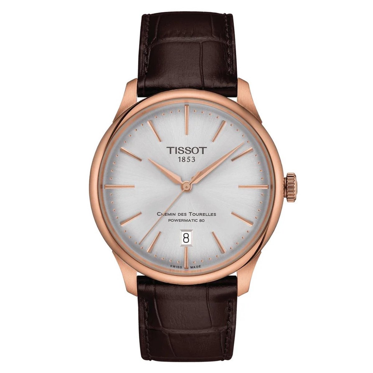 Tissot Chemin Des Tourelles Powermatic 80 T1398073603100 Horloge - Leer - Bruin - Ø 39 mm