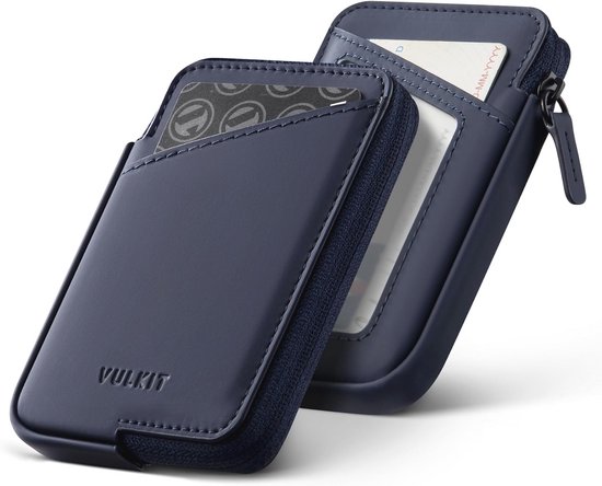 Vulkitty Magnetische Portemonnee – RFID-blockerend Leer, 3 Kaartsleuven + ID-venster + Biljetvak – Voor IPhone 16/15/14/13/12, Met Drukknop – Donker
