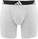 Lichtgrijs boxerhort met zwarte band met witte Adidas logo's.