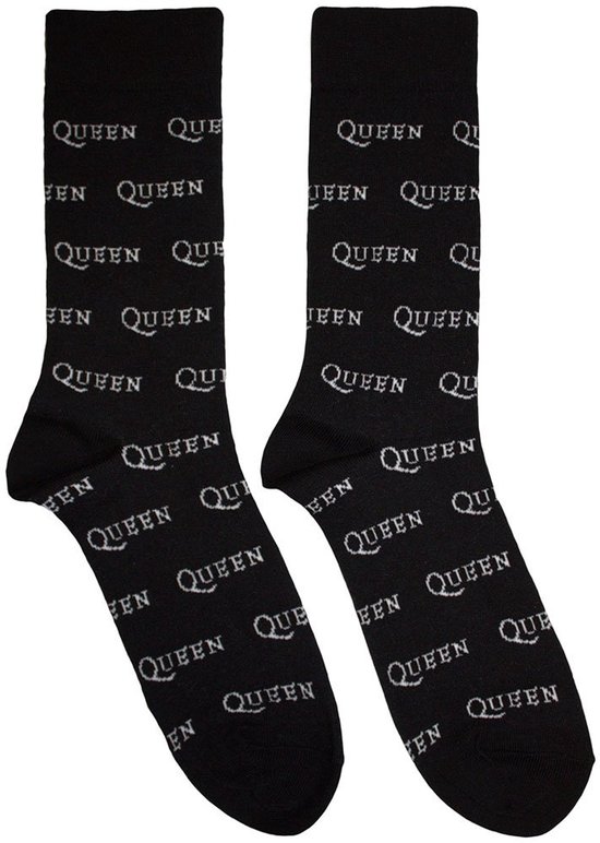 Queen - Logo Repeat Mono Enkelsokken - Zwart