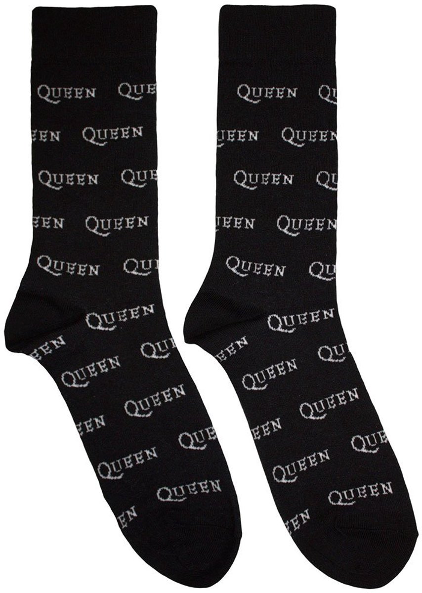 Queen - Logo Repeat Mono Enkelsokken - Zwart
