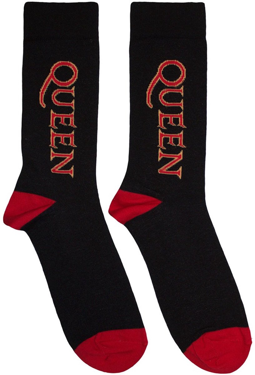 Queen - Red Logo Vertical Enkelsokken - Zwart