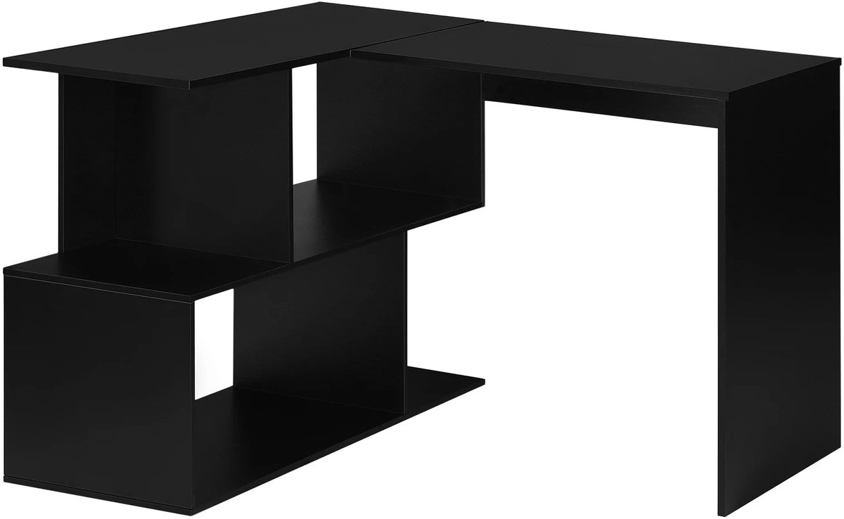 Corenia Computer Bureau - Gaming Bureau - Gaming Tafel - Computer Tafel - Hoekbureau - Laptoptafel - L-Vorm - 100x40x77cm - Ruimte voor Boeken - en Documenten - Zwart black