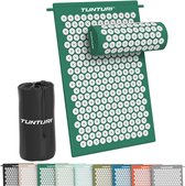 Tunturi Spijkermat met kussen - Acupressuur - Meditatie Mat - Acupunctuur Set - Massage en Ontspanning - 68x42x2 cm- Groen