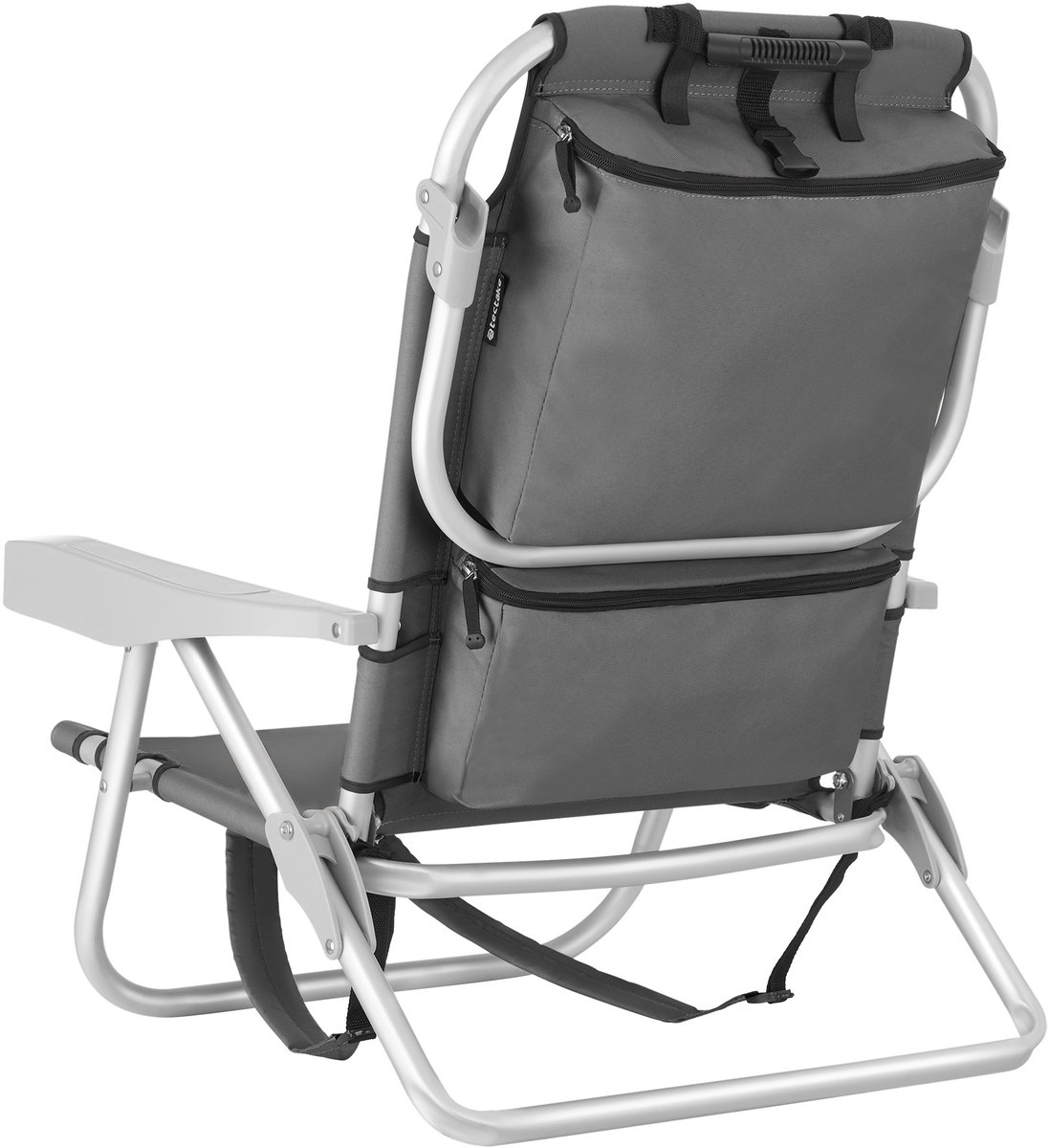 tectake® Strandstoelen Coral - Set van 2 Opvouwbare Campingstoelen met Koeltas en Opbergtas - 5-voudig Verstelbare Rugleuning met Hoofdkussen - Brede Armleuningen met Bekerhouder / Telefoonhouder - Inklapbare Kampeerstoel - Grijs — cadeau in Sport & Outdoor - foto 7