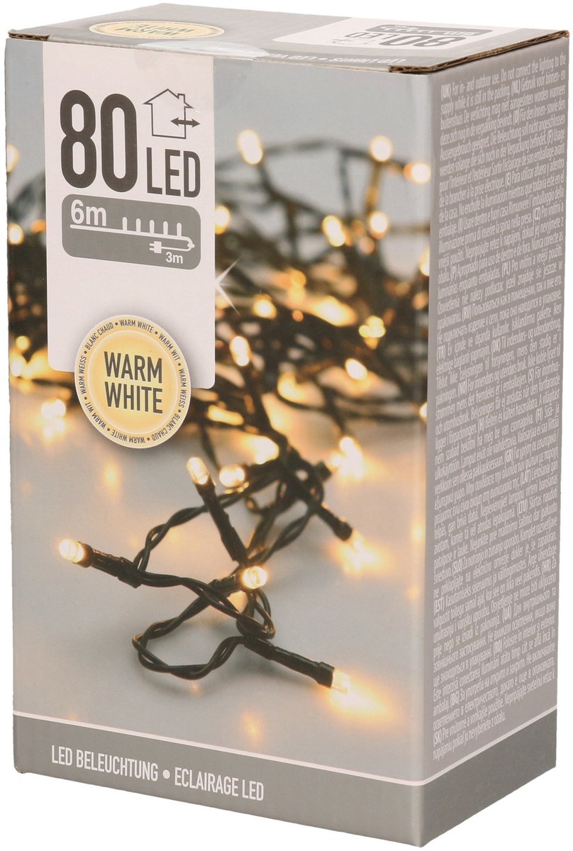 Bol.com KerstXL Kerstboomverlichting - 80 LED lampjes - 6 m - voor bomen tot 100 cm - Warm wit licht aanbieding