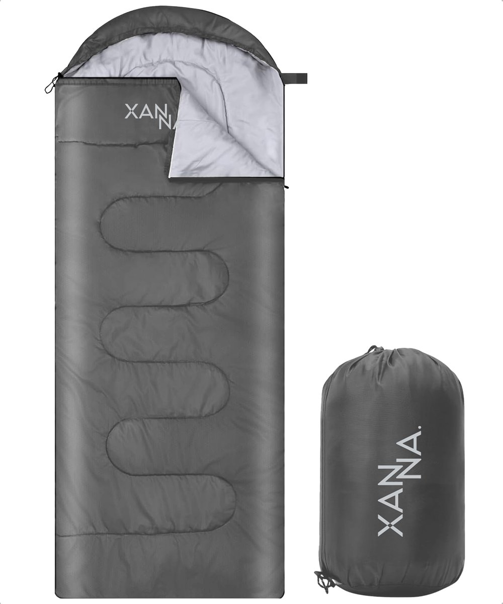 Xanna® Slaapzak Grijs (Rechts) - Inclusief Hoes en Kussen - 3-4 Seizoenen - Geschikt voor Volwassen en Kinderen