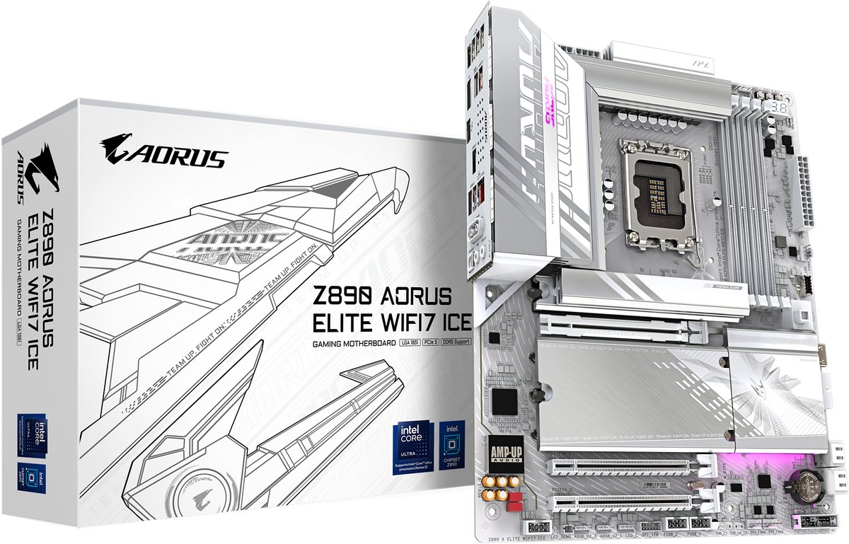 GIGABYTE Z890 AORUS ELITE WF7 ICE moederbord RAID, 2.5Gb-LAN, WIFI, BT, Sound, ATX