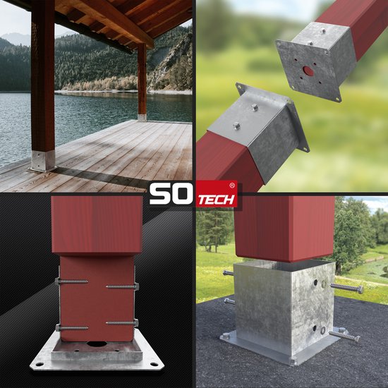 Aqbau® U-paaldrager om vast te schroeven, stalen paaldrager U-vorm, paalhouder, paaldrager voor houtbouw, ideaal voor terrassen, carports, speelgoed