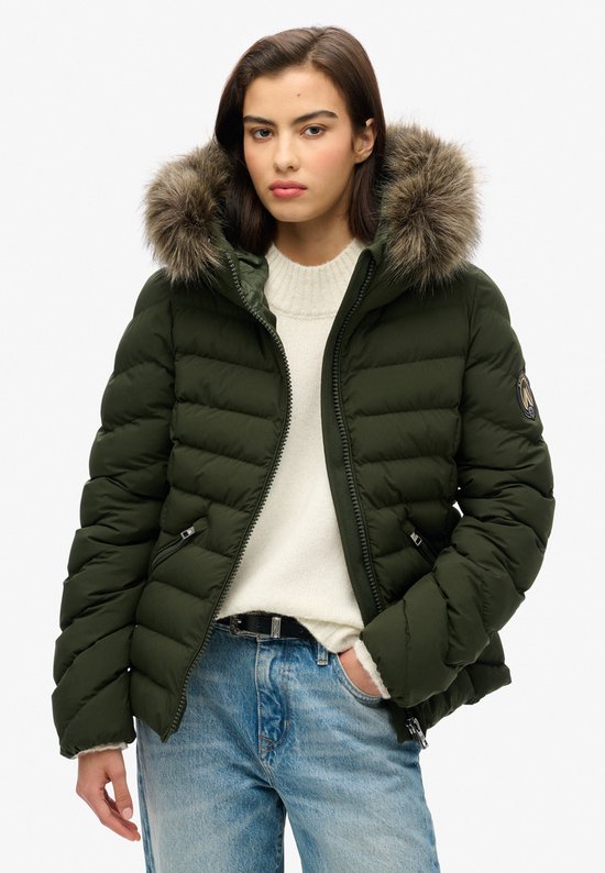 Superdry FUJI FAUX FUR HOOD PADDED JKT Dames Jas - Maat XS