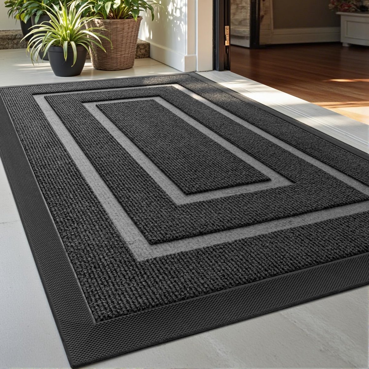 Ibenzoa Robuuste Entree Mat van Polypropyleen, 40x60 cm - Geschikt voor Binnen en Buiten, Grijs