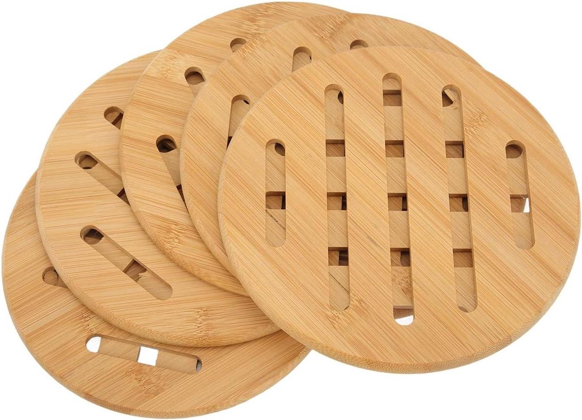 Bamboe Hot Pad Tafel Mat - Set van 5 Stuks (Rond 18CM)