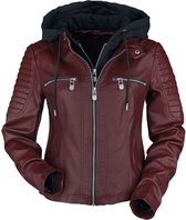 Black Premium by EMP Rood imitatieleren jack met capuchon - Dames - L