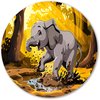 Olifant, Digital Art, Geel, bruin, grijs, groen, zwart
