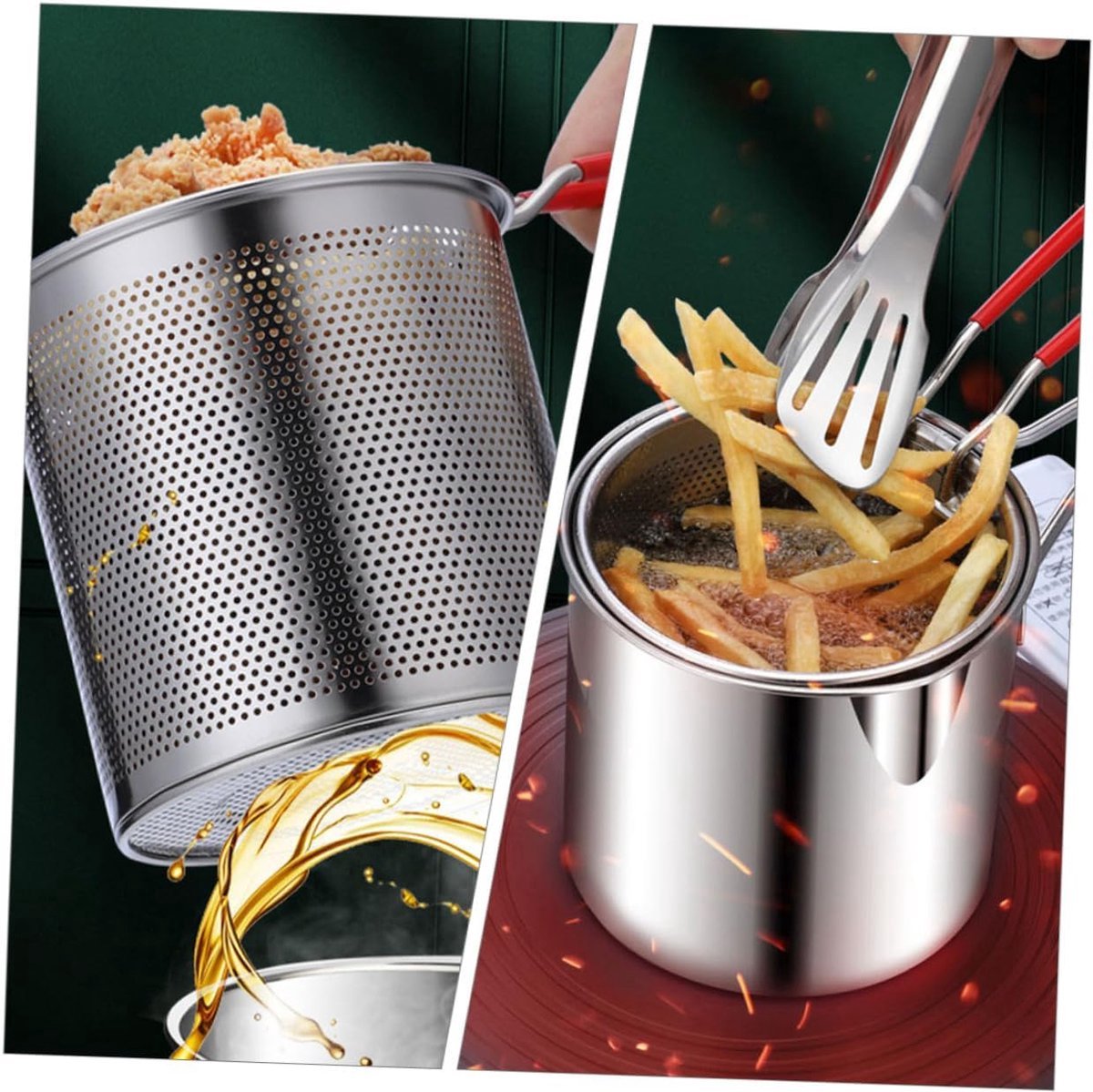Kleine Frituur Pan - Friteuse - Met Keuken Clip - Oliebesparen - Geschikt Voor Gas En Inductie - Frietpan - Frituurpan - Huisraad Friteuse - Chipfriteuse