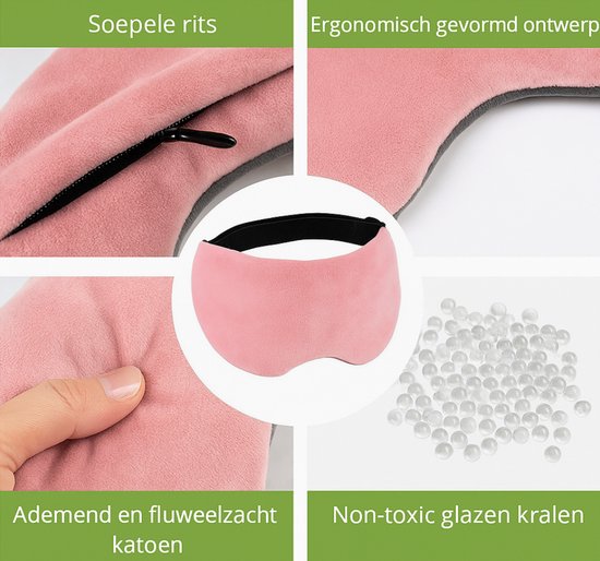 Verzwaringsmasker voor oogbedekking, slaapmasker voor volwassenen, met parels en katoen, zachte slaappatch om licht te blokkeren, zachte stof voor de