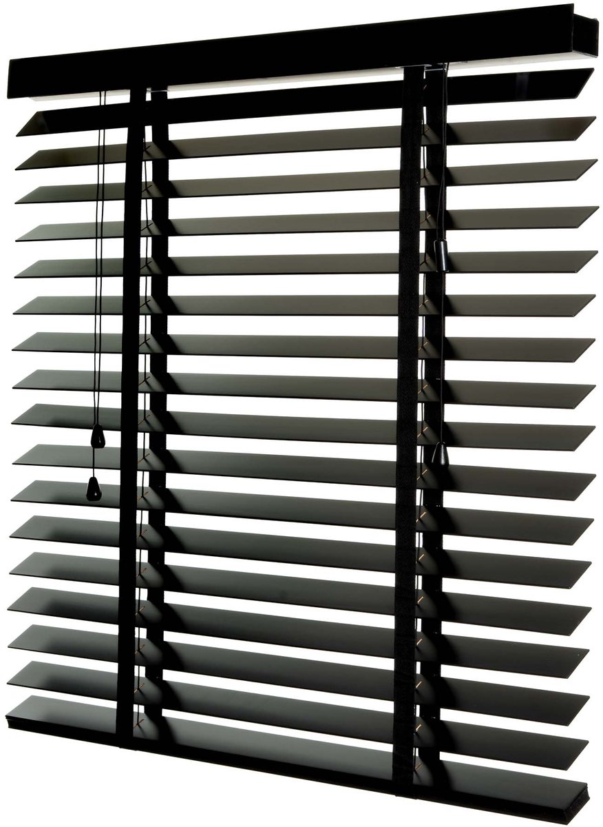 Dutchblinds® Houten Jaloezieën - 50mm - Zwart - 100 x 250 cm - Breedtematen van 40 t/m 300 cm