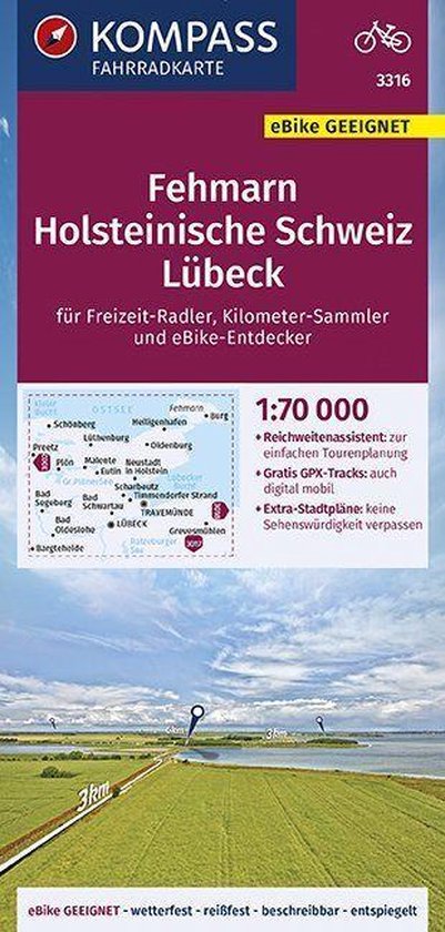 KOMPASS Fahrradkarte Fehmarn, Holsteinische Schweiz, Lübeck ... - cover