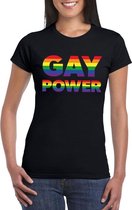 Gay power  t-shirt gay pride zwart voor dames M