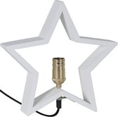 STAR Trading Lysekil Kerst Tafellamp Ster - E14 - 30 cm - hout/staal/wit/geelkoper