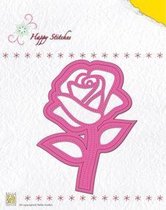 HSD004 Snijmal en borduurmal Nellie Snellen - Happy Stitches rose - mal roos om te borduren