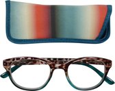 Lilly&june Leesbril Aflopend Havana Turquoise +3 - Met Bijpassend Etui