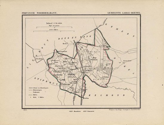 Historische kaart, plattegrond van gemeente Aarle-Rixtel in Noord Brabant uit 1867 door Kuyper van Kaartcadeau.com