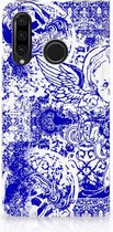 Huawei P30 Lite Uniek Standcase Hoesje Angel Skull Blue