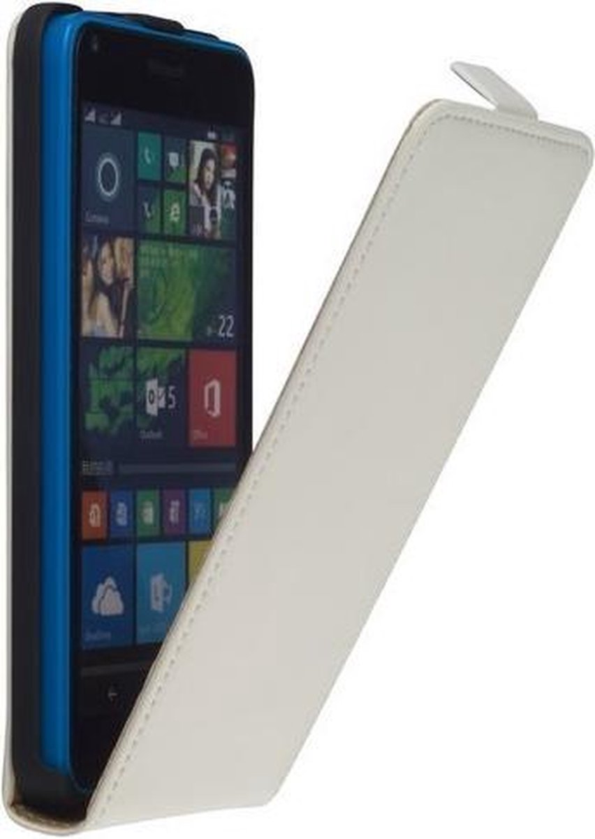 Wit Microsoft Lumia 640 Lederen Flip case case Telefoonhoesje