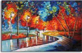 Acrylverf schilderij - Schilderij Walk in the park II op canvas - 120x80 cm - woonkamer