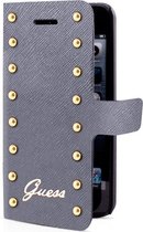 Guess Folio Leather Book Case for iPhone 5/5S - Studded Silver