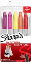 Sharpie Fine Point Dynamic Colors set van 5 in Plastic Box