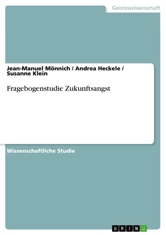 Fragebogenstudie Zukunftsangst - cover