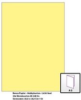 Benza Papier - Gekleurd Printpapier Hobbykarton 240 Gr. (Gram) A5 - Lichtgeel - 30 Stuks (Wenskaarten)