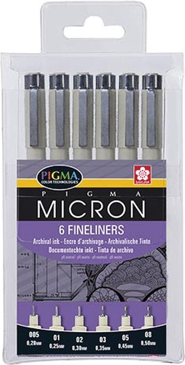 4x Sakura Fineliner Pigma Micron zwart 6 stuks