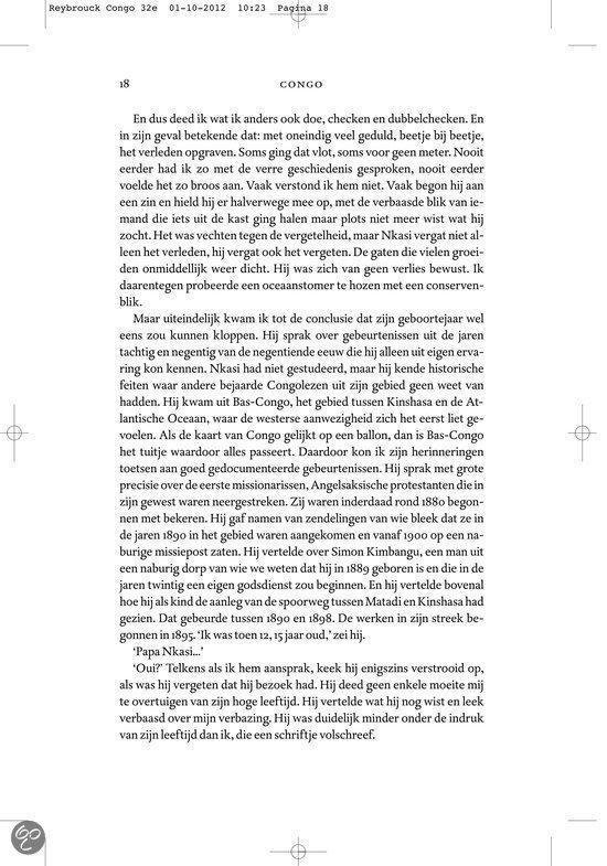 Page de texte avec 18, CONGO en haut. En bas à gauche, une petite pagination.