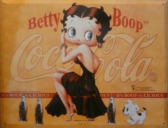 Betty Boop - Coca Cola - Wandbordje - Metal card - 15 x 20 cm