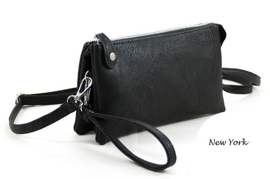Zwart 3-vaks tasje/clutch New York 4.0
