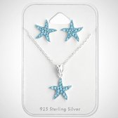 Set 925 sterling zilveren kinder ketting en oorbellen zeester