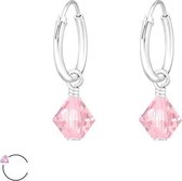 Montebello Oorbellen Cailin Pink - 925 Zilver - Swarovski® - 8x6mm - ∅12mm