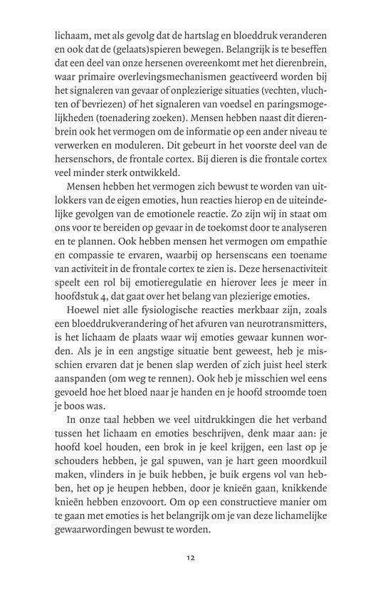 Pagina met uitleg over de hersenstructuur en de rol van emoties, met tekst in het Nederlands.