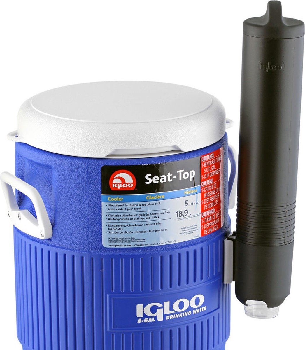 Igloo 5 Gallon Seat Top - Drankdispenser / drankkoeler inclusief bekerhouder - 19 Liter - Blauw